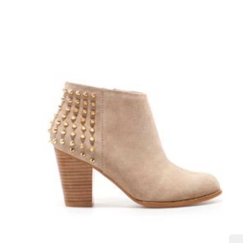 ZARA tan studded heel booties